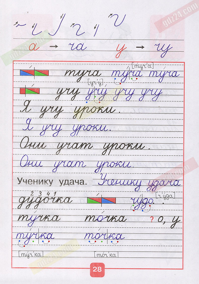 Ответы к заданиям на 28 странице прописей Горецкий, Федосова за 1 класс 3  часть