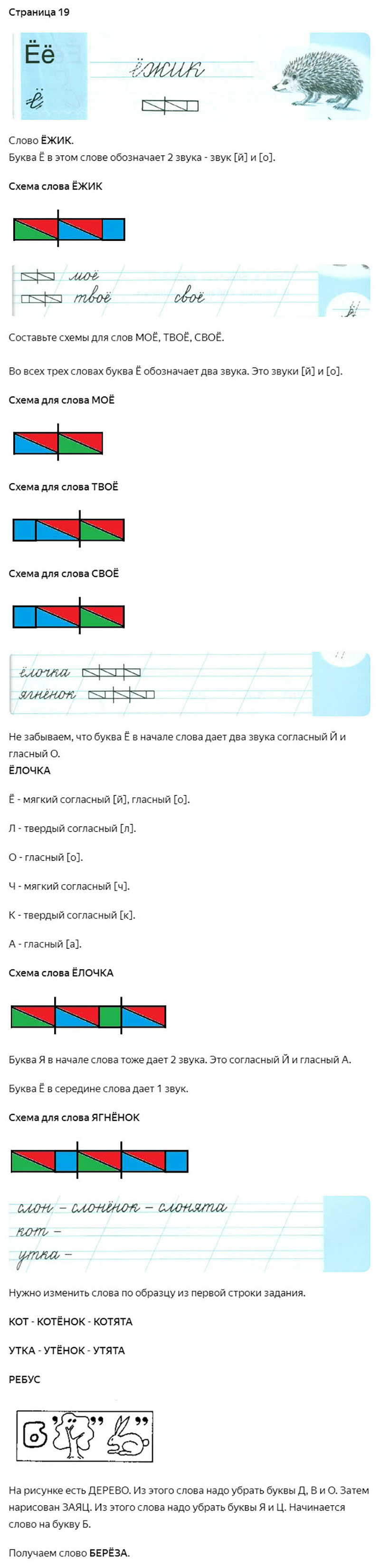 Ответы к заданиям на 19 странице чудо-прописей Илюхина за 1 класс 3 часть